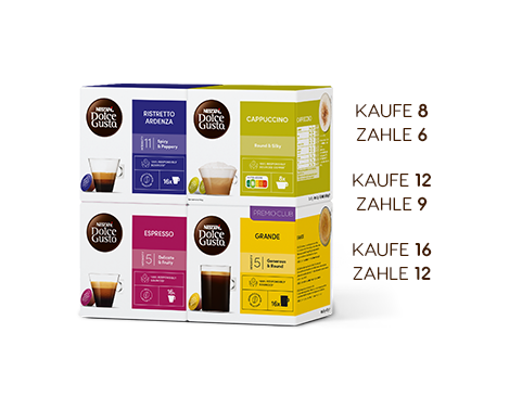 Bis zu 4 Kapselboxen gratis| NESCAFÉ® Dolce Gusto® header image