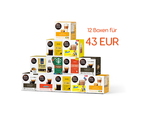 12 Kapselboxen für nur 43 EUR | NESCAFÉ® Dolce Gusto® header image