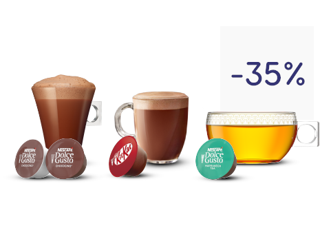35 % Rabatt auf heisse Schoggi und Tee| NESCAFÉ® Dolce Gusto® header image