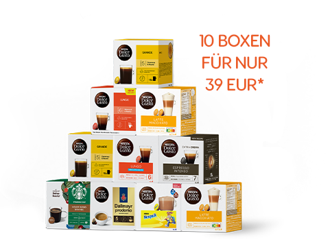 10 Kapselboxen für nur 39 EUR | NESCAFÉ® Dolce Gusto® header image