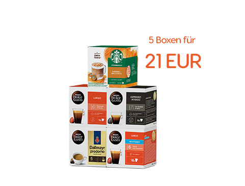 5 Boxen für 21 EUR | NESCAFÉ® Dolce Gusto® header image