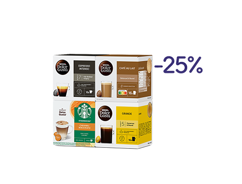 25 % Rabatt auf ausgewählte Kapseln - NESCAFÉ® Dolce Gusto® header image