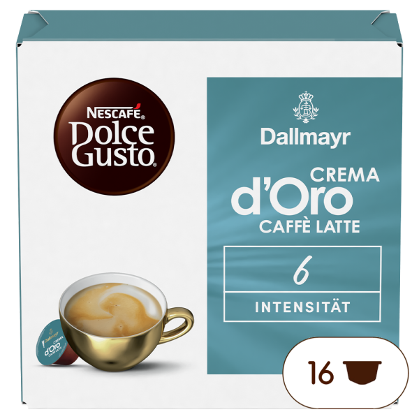 DALLMAYR CREMA D’ORO CAFFÈ LATTE Box - Vorderseite - NESCAFÉ® Dolce Gusto®
