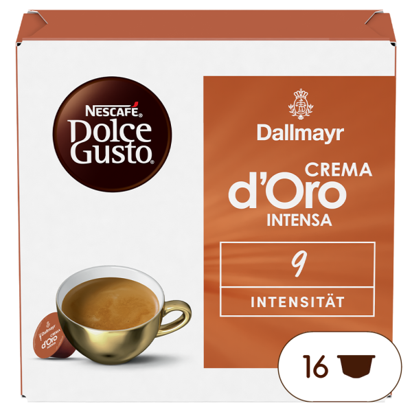 Dallmayr Crema d'Oro Intensa Box - Vorderseite - NESCAFÉ® Dolce Gusto®