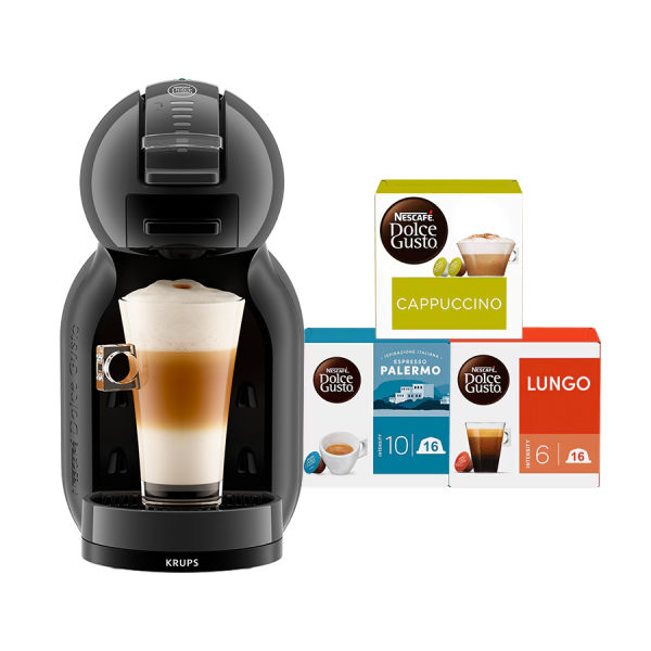 Mini Me automatische Kaffeekapselmaschine Schwarz/anthrazit von Krups® - Vorderseite - NESCAFÉ® Dolce Gusto®