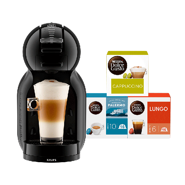 Mini Me automatische Kaffeekapselmaschine Schwarz von Krups® - Vorderseite - NESCAFÉ® Dolce Gusto®