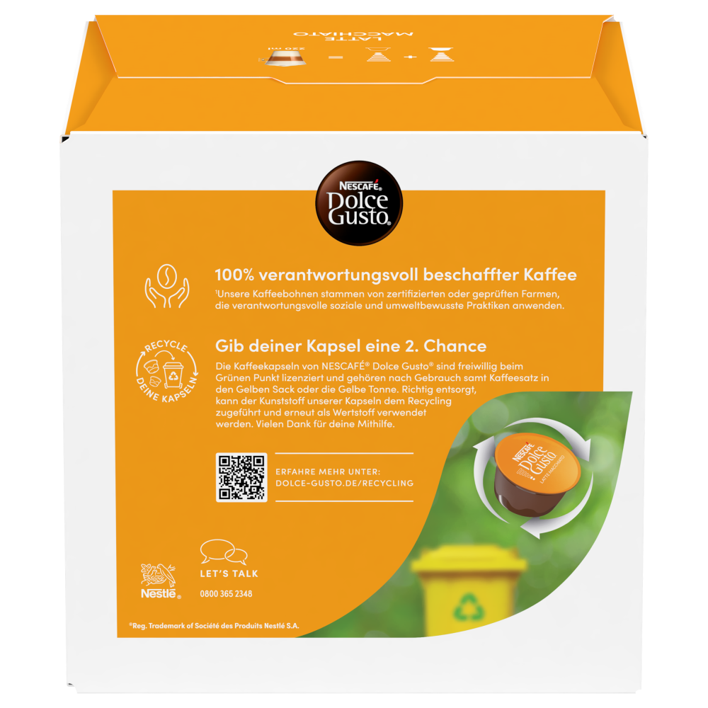 DOLCE GUSTO® LATTE MACCHIATO Box - Rückseite mit Produktinformationen - NESCAFÉ® Dolce Gusto®