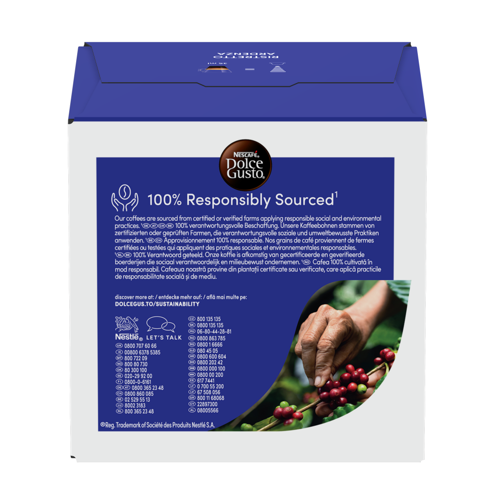 RISTRETTO ARDENZA Box - Rückseite mit Produktinformationen - NESCAFÉ® Dolce Gusto®