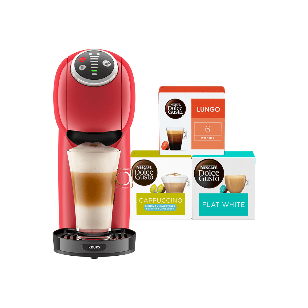 Genio S Plus automatische Kaffeekapselmaschine Rot von Krups® - Vorderseite - NESCAFÉ® Dolce Gusto®