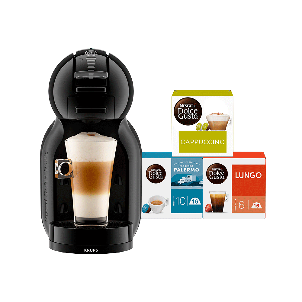 Mini Me automatische Kaffeekapselmaschine Schwarz von Krups® - Vorderseite - NESCAFÉ® Dolce Gusto®