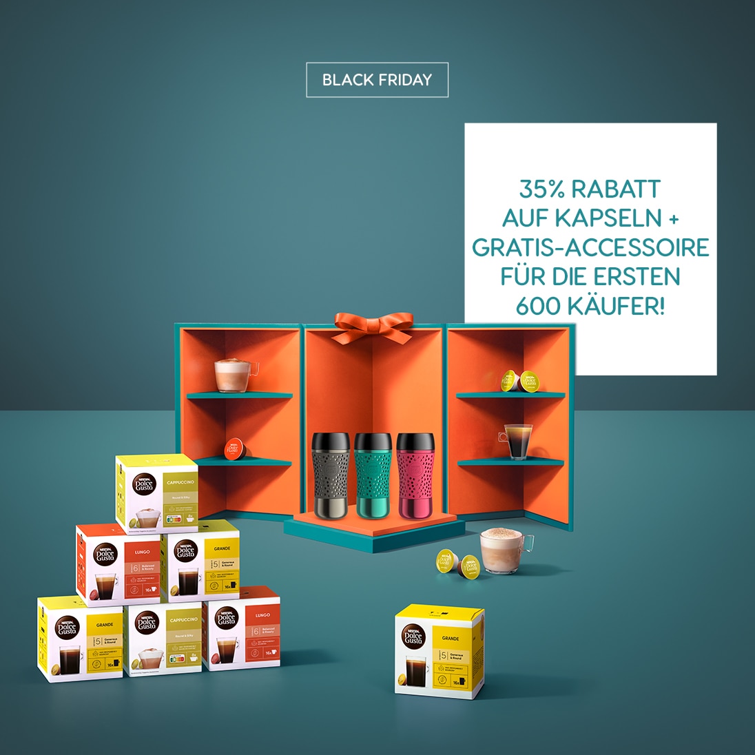 35 % Rabatt auf Kapseln + Gratis-Accessoire für die ersten 600 Käufer!