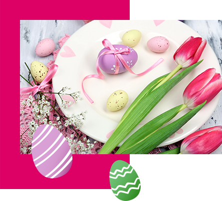 Osterdeko mit Tulpen