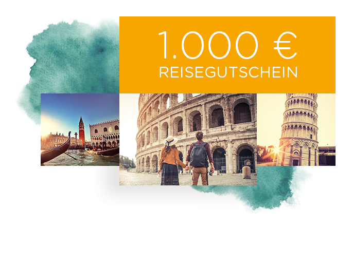 1.000-Euro-Reisegutschein für eine Reise nach Italien