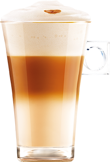 Gefülltes Kaffeeglas auf hellem Hintergrund