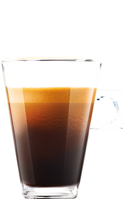 Gefülltes Kaffeeglas auf grauem Hintergrund
