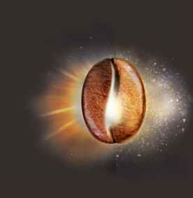 Kaffebohne auf braunem Hintergrund