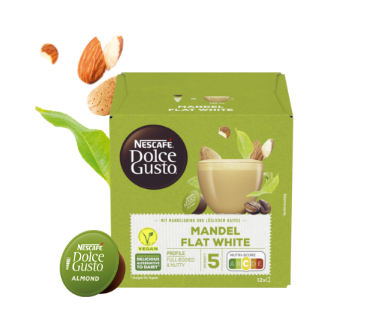 Vegane Mandel Flat White Kapsel mit Verpackung